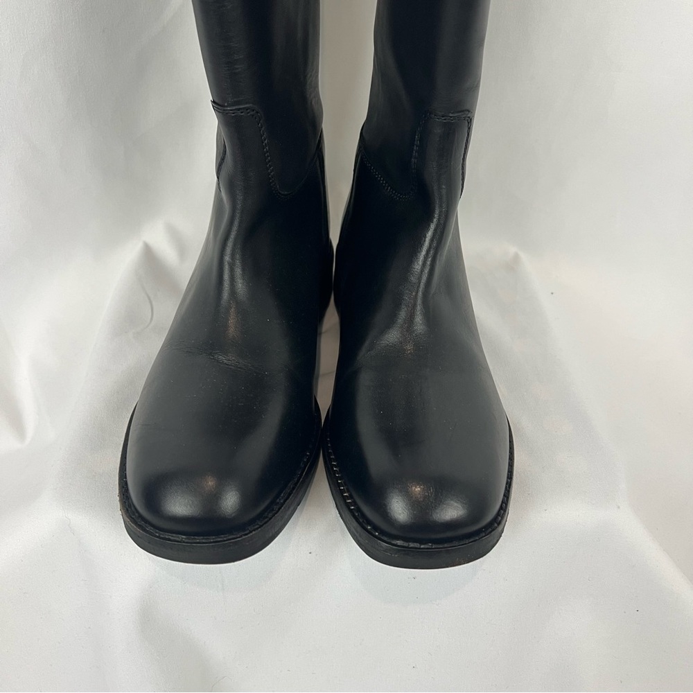 Free People Faded Black Everly Equestrian Boots Leather Zipper Back - Picture 11 of 16